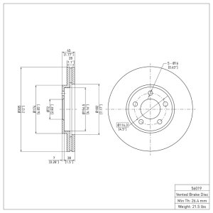 Ford Crown Victoria Brake Rotor (1) - Front - R1 Concepts - Plain - `03-`11